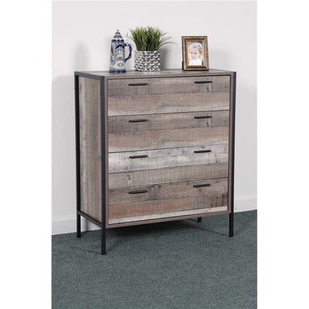 38.75 x 33 x 16 in. OS Home & Office Furniture Four Drawer Chest with Metal Frame & Legs