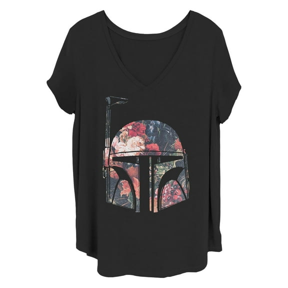 Women's Star Wars: Return of the Jedi Boba Fett Floral Print Helmet Graphic T-Shirt
