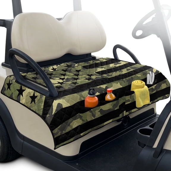 Yuyamidu Green Camo Golf Cart Seat Covers American Flag Golf Cart Seats Cushion Covers Washable Club Car Seat Towel Blanket Golf Cart Accessory, 4th of July