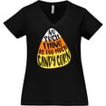 thumbnail image 3 of Inktastic Halloween No Such Thing As Too Much Candy Corn Women's Plus Size V-Neck T-Shirt, 3 of 5