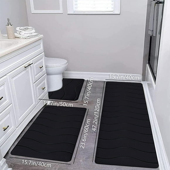 TNDBKQWR 3 Pack Mats for Bathroom Bathroom Mat Sets Soft Bath Mat Bathroom Vanity Rug Bath Rugs for Bathroom Bathroom Rugs Clearance, Black