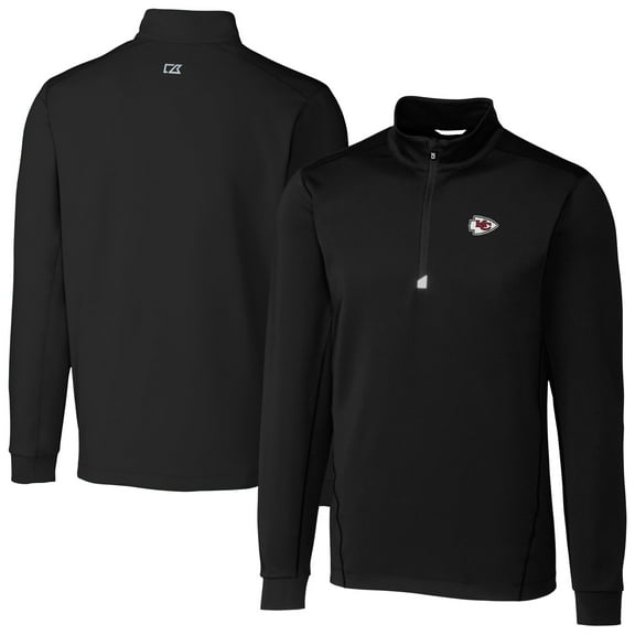 Men's Cutter & Buck Black Kansas City Chiefs Big & Tall Traverse Eco Tri-Blend DryTec Quarter-Zip Jacket