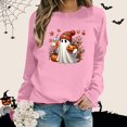 thumbnail image 2 of Tiweut Womens Casual Sweatshirts Vintage Printed Long Sleeve Round Neck Loose Fit Pullover Stylish Everyday Wear Relaxed Fit Tops Pink,L, 2 of 5