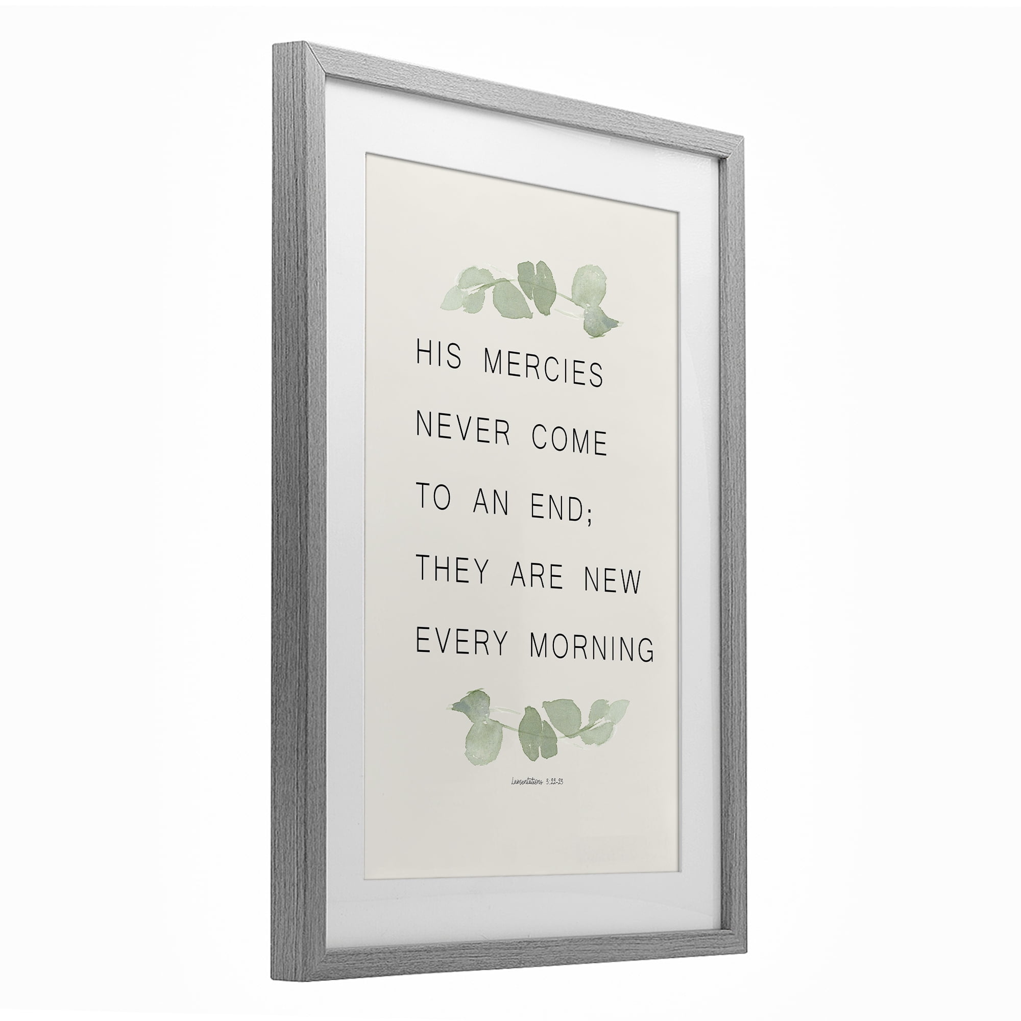 Stupell Industries Mercies New Every Morning Gray Framed Print Under Glass, design by Lucille Price