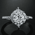 thumbnail image 3 of HeartsAndYou 3ct Round Cut Moissanite Engagement Ring for Women 18k White Gold over Silver Halo Trendy Design, 3 of 8