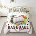thumbnail image 2 of Feelyou Cartoon Baseball Sport Bedding Comforter Set 7pcs, Fashion Watercolor Art King Bedding Sets, Teens Kids Boys Girls Reversible Bed Sheets, Ultra Soft Bedroom Decor, 2 of 8