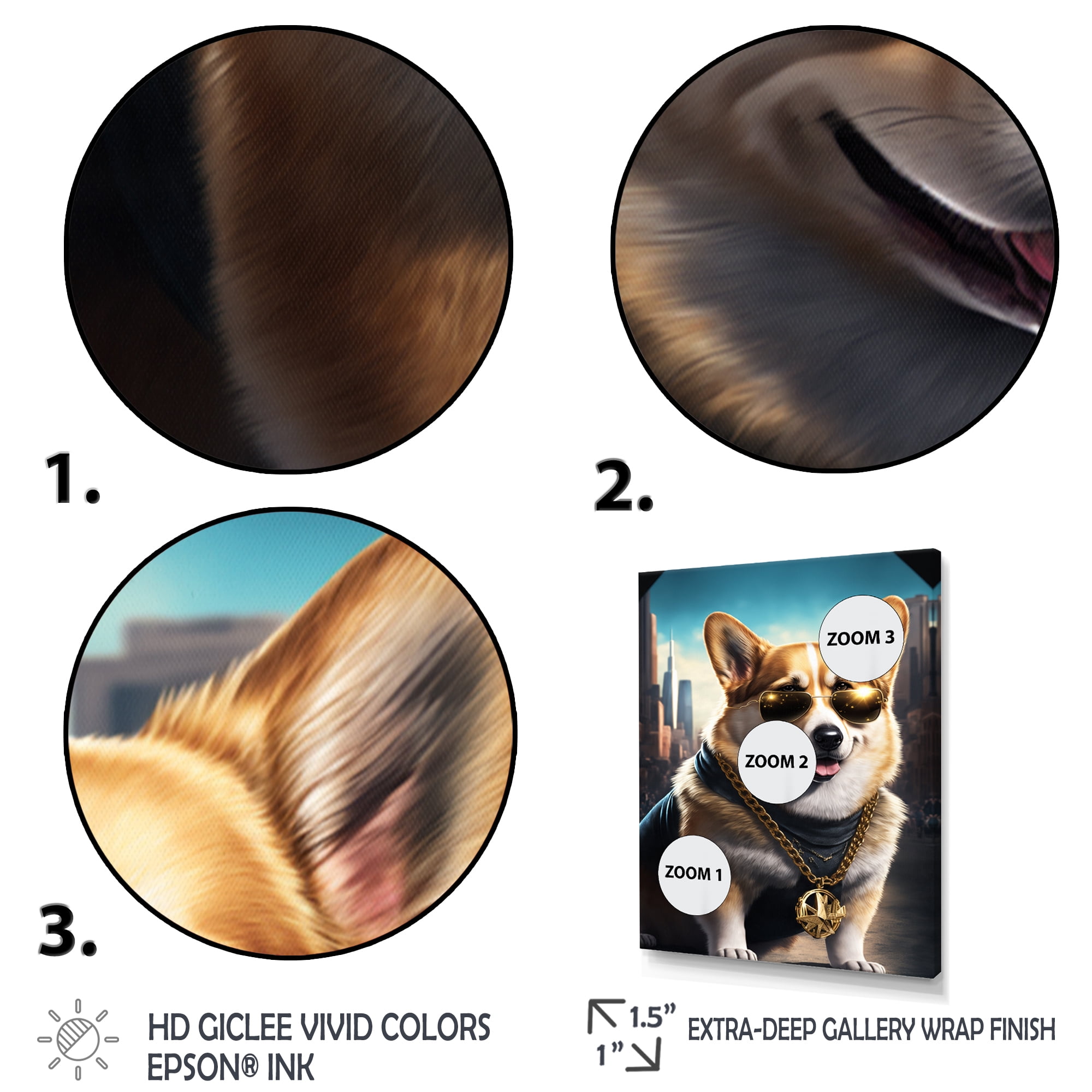 Designart Pembroke Welsh Corgi Gangster In NYC II Canvas Wall Art