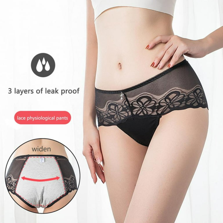 Valcatch 3 Pack Women's Menstrual Period Underwear Thin Lace Breathable Mid  Waist Leak Proof Panties 