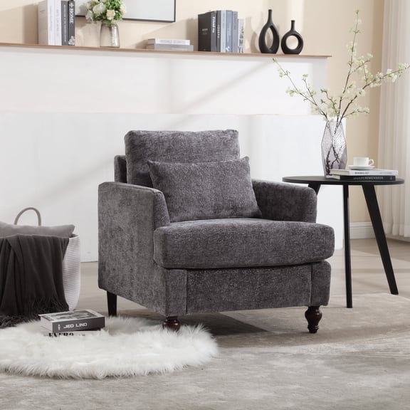 Miekor Furniture Wood Frame Armchair, Modern Accent Chair Lounge Chair for Living Room W4US1908