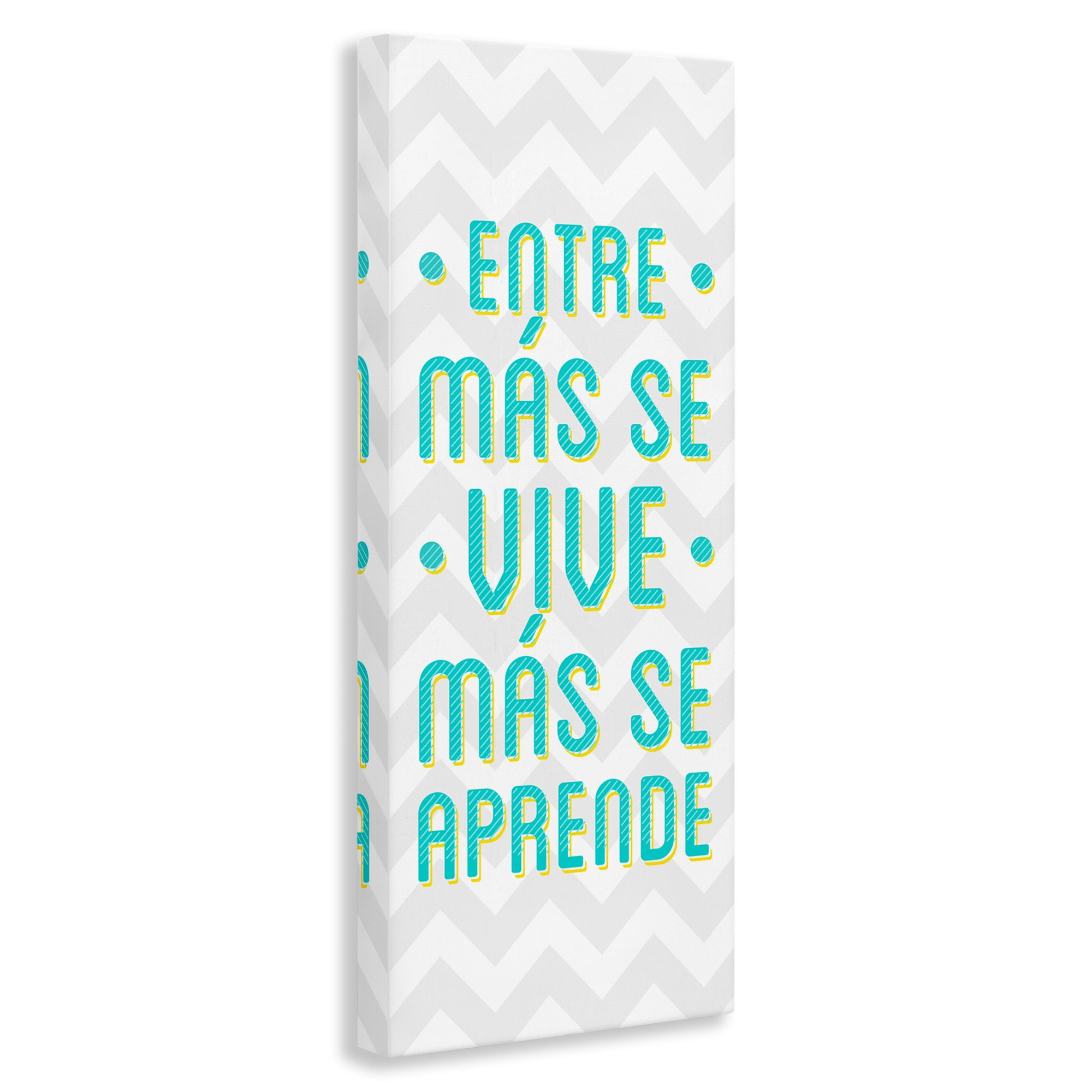 Stupell Industries Se Vive Se Aprende Inspirational Quotes & Sayings Painting Wrapped Canvas Art Print Wall Art, 13 x 30