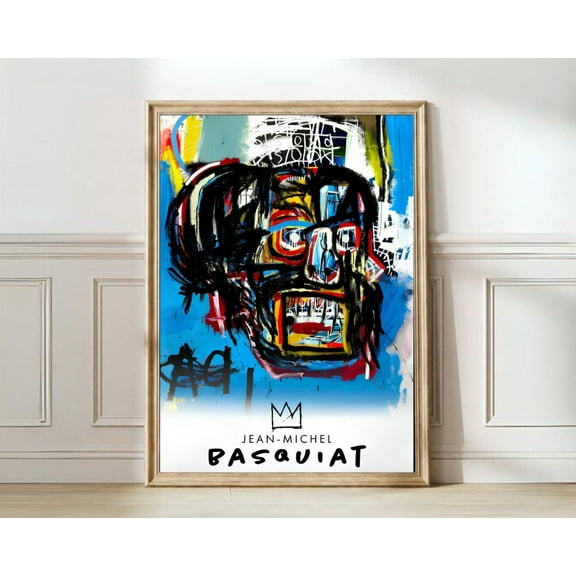 Kna Prints - Basquiat Print Jean-Michel Basquiat Poster Untitled Exhibition Poster Blue Wall Art Maximalist Print Expressionist Print , UNFRAMED-8x12