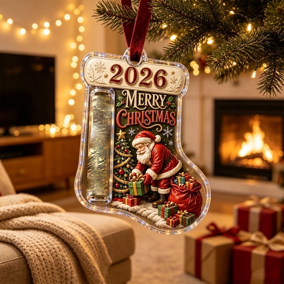 Christmas Money Holder Ornament, Acrylic Stocking Pendant with Santa Design, 2026 Holiday Pendant for Christmas Tree, Home Decor, Party Favors