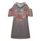 thumbnail image 4 of Mujeres moda verano casual o-cuello estampado manga corta Hoollow Out Tops Fridja  bn2461, 4 of 5