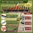 thumbnail image 5 of CKLT 17-Tine Garden Rake, Heavy Duty Bow Rake with 62" Adjustable Stainless Steel Handle, Tempered Spring Steel Tines for Lawns, Loosening Soil, and Yard Work, Orange, 5 of 10