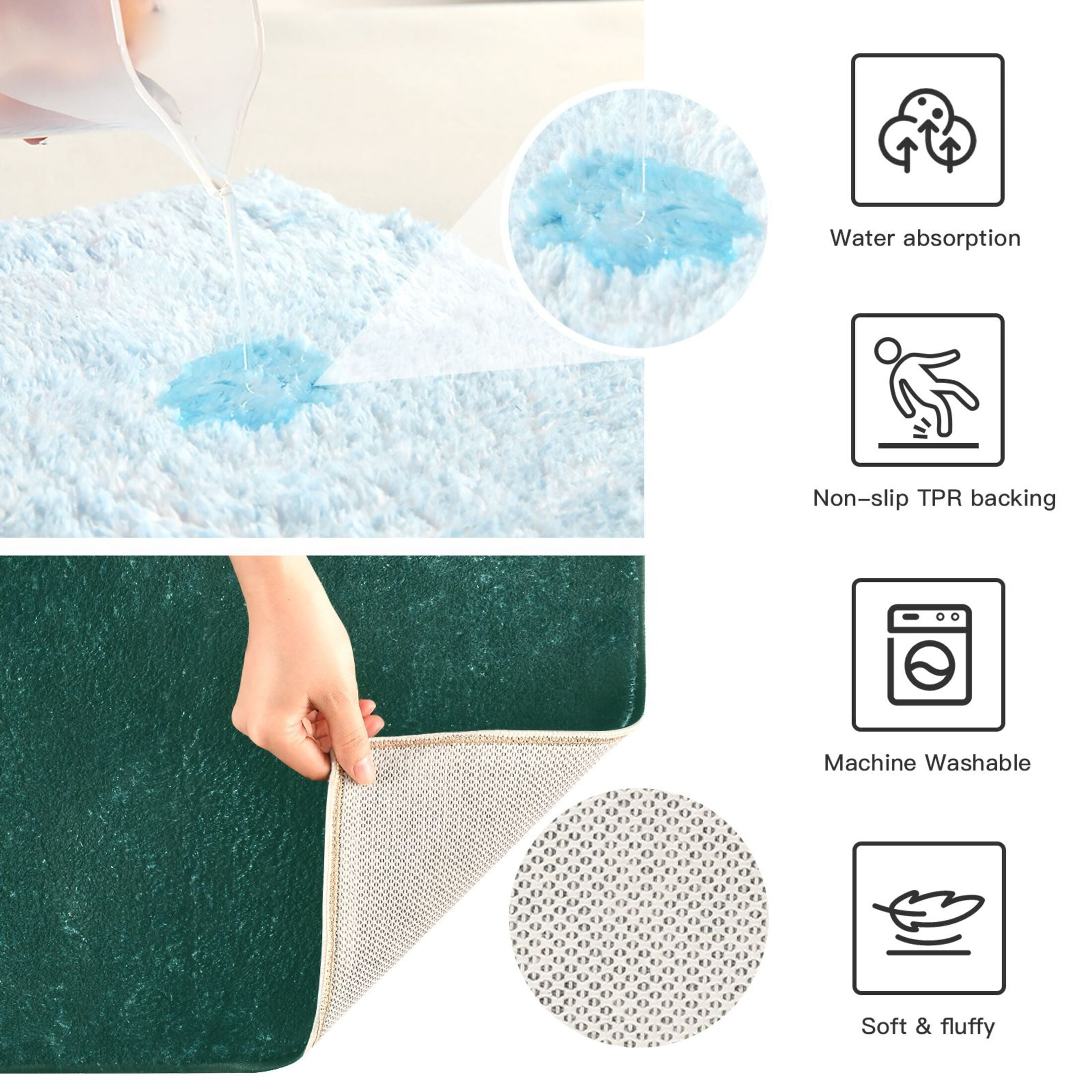 Ryvnso Dark Green Paint Bathroom Shaggy Rugs Toilet Mat Soft Contour Rug