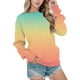 thumbnail image 1 of Gibobby Temperamento Pullover Top Sudadera informal con cuello redondo y estampado degradado para mujer, camiseta de manga larga, , versión holgada (Amarillo, XXL), 1 of 5