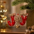 thumbnail image 2 of JOY Letter Christmas Ornaments, Glitter Bell Hanging Decorations, Xmas Tree Pendant for Holiday Home Party Decor, 2 of 8