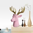 thumbnail image 1 of Cabeza De Ciervo Rosa Decoración De Pared Cabeza De Ciervo De Resina Con Cuernos Scuplture De Pared, Hogar Interior, Dormitorio, Habitación Macarena Decoración de la pared de animales de resina, 1 of 8