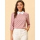 thumbnail image 2 of Disfraz de Halloween para mujer blusa Allegra K lunares contraste cuello Peter Pan 3/4 mangas Rosa oscuro L, 2 of 5