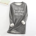 thumbnail image 2 of Jinhomg Casual Loose Pullovers for Women Fall Winter Warm Sherpa Lined Sweatshirt Funny Letter Print Long Sleeve Crewneck Loungewear Tops Seasonal Sale Gray S, 2 of 6