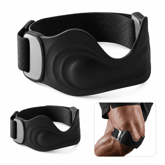 Knee Strap, Adjustable Patellar Tendon Support with Silicone Pad, Breathable Nylon, One Size, Black, 1 Piece, Running and Fitness