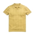 thumbnail image 5 of Men's Knit Ribbed Short Sleeve Open V-Neck Collared Polo Shirt, Casual Slim Fit Top, Breathable Textured Knitwear for Smart Casual Style and Everyday Wear Yellow XXL, 5 of 6