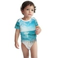 thumbnail image 2 of Yiaed Sunny Ocean Waves Print Infant Climbing Short Sleeve Onesie One-Piece Baby Bodysuit Clothes 0-12 Months -3 Months, 2 of 6