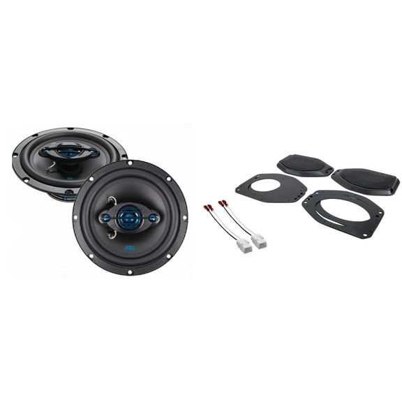 ATG Audio 6.5" 3-Way Coaxial Speakers Compatible with 2018-2022 Wrangler - Gladiator JL / JT Rear Universal Speaker Adaptors with Grilles for 6.5