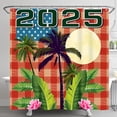 thumbnail image 1 of Vibrant 2025 Shower Curtain with Tropical Foliage & Full Moon Design, 1 of 4