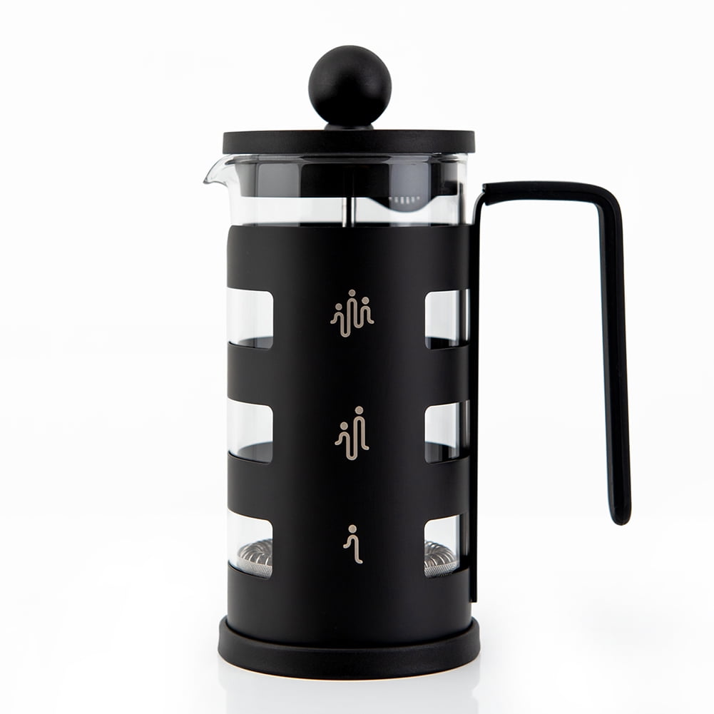 Private Jungle Stainless Steel Cafetiere 8 Cup, French Press Coffee Maker Easy Cleaning Cafeteria, Double Walled Heat Resistant Borosilicate Glass, 1000ml /34 oz, Black