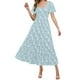 thumbnail image 1 of Vestido midi boho floral de verano 2025 para mujer - Vestido de playa de manga corta y cuello cuadrado, tallas S-XL, 1 of 4