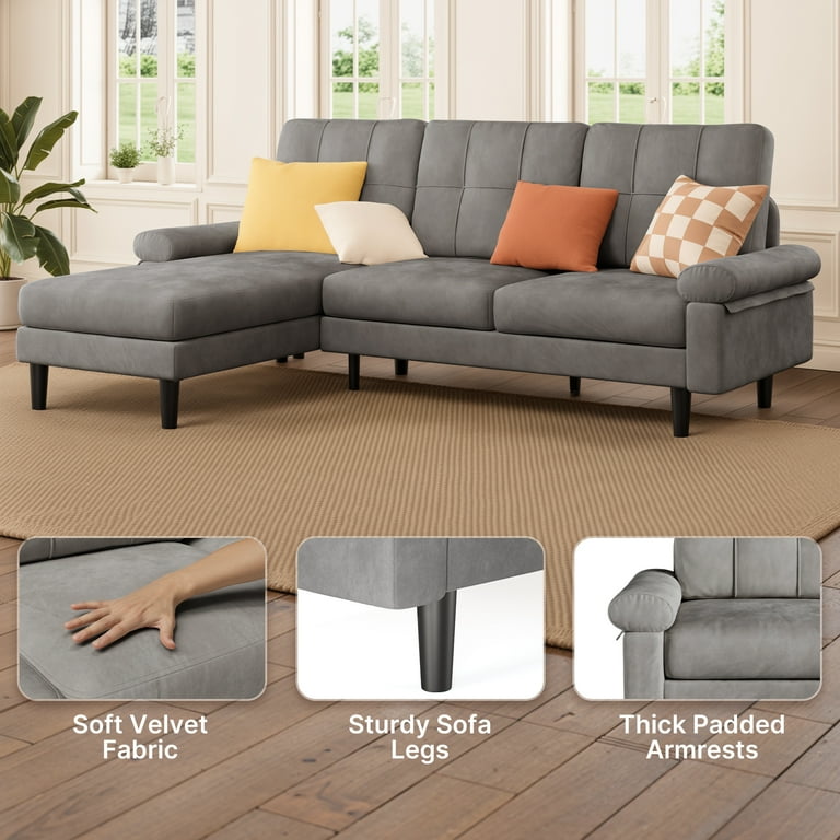 Lofka Sofa Couch with Thick Foam Cushion and Sturdy Wood Legs for Livinig Room, Office,  Beige