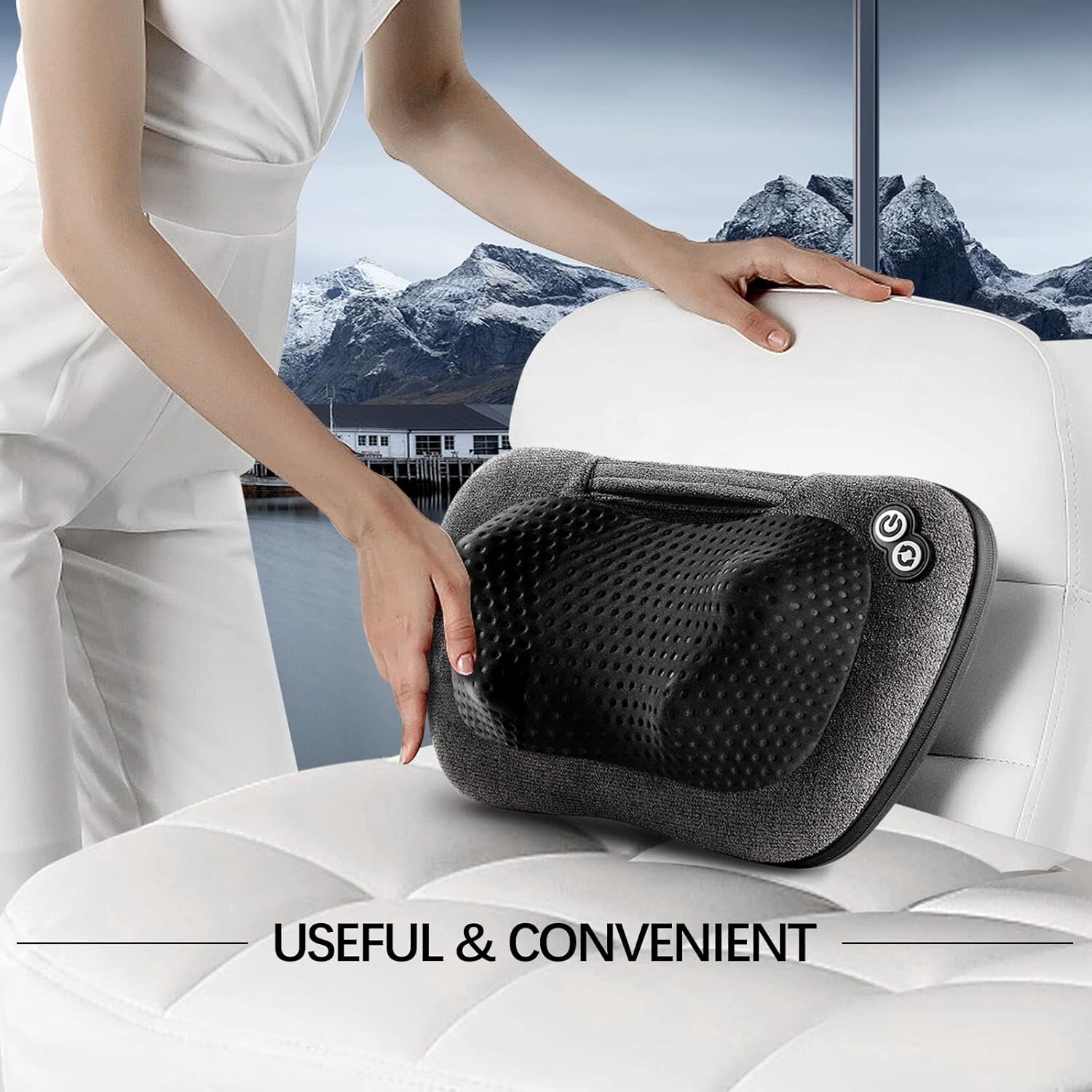 Viktor Jurgen Shiatsu Kneading Massager Pillow for Neck, Back and Shoulder with Heat, Micro Grey