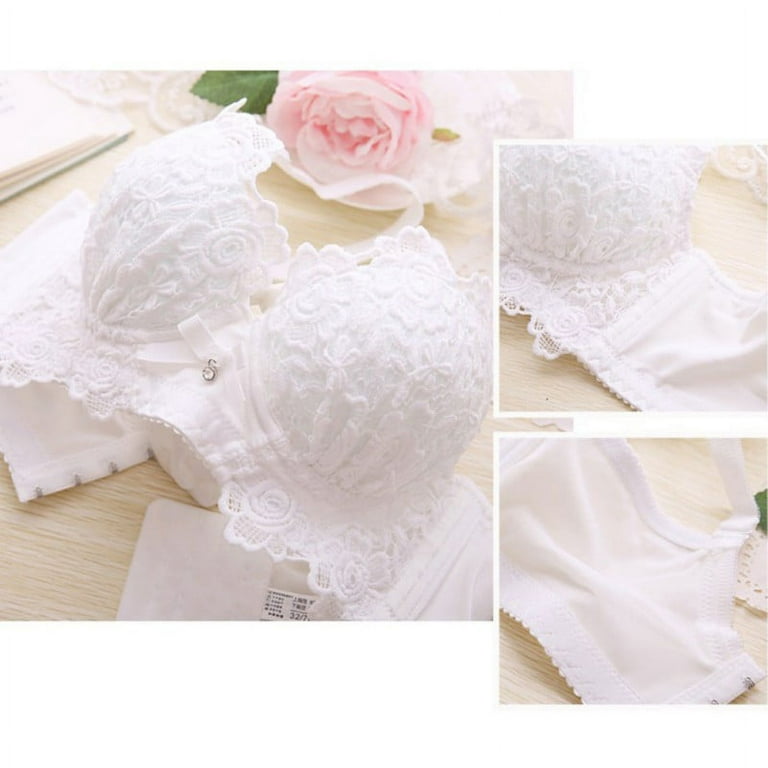 White Diamond Beautiful Underwear Comfortable Push Up Bra Set Sexy Lace  Embroidery Feather Lingerie and Women Bras and Panties LJ201211