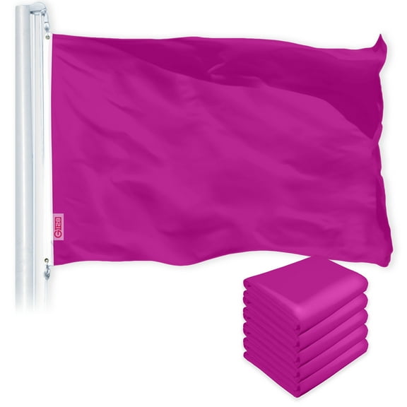 Solid Pink Color Flag 3x5FT 5-Pack Printed 150D Polyester By G128