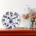 thumbnail image 2 of Watercolor Purple Flowers Round Wall Clock, Battery Operated Silent Non Ticking Desk Clock for Home Bedroom Kitchen Office School Wall Clock 9.9 Inch Home Decor, 2 of 6
