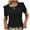 Black, variant on Timegard Womens Tops Round Neck Ruched Short Sleeve Hollow out Comfy Knit Tee Shirts Casual Solid Color