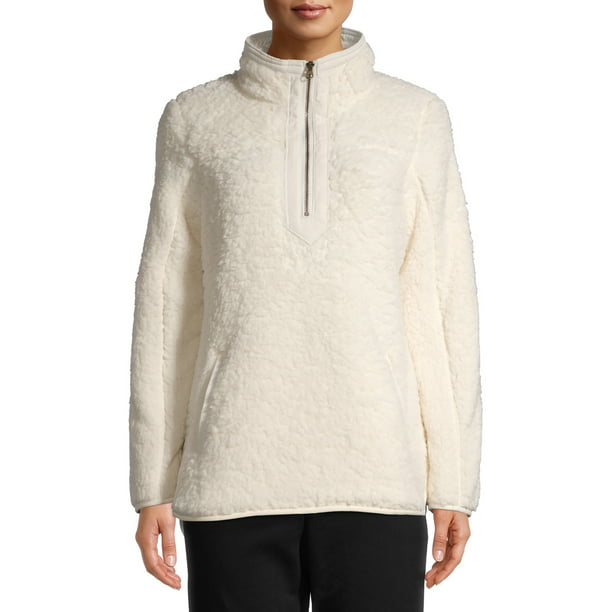 White sherpa pullover