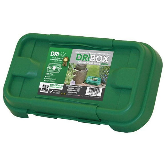 DRIBOX - IP55 Weatherproof PowerCord Connection Box Green 90 x 90 x 200mm