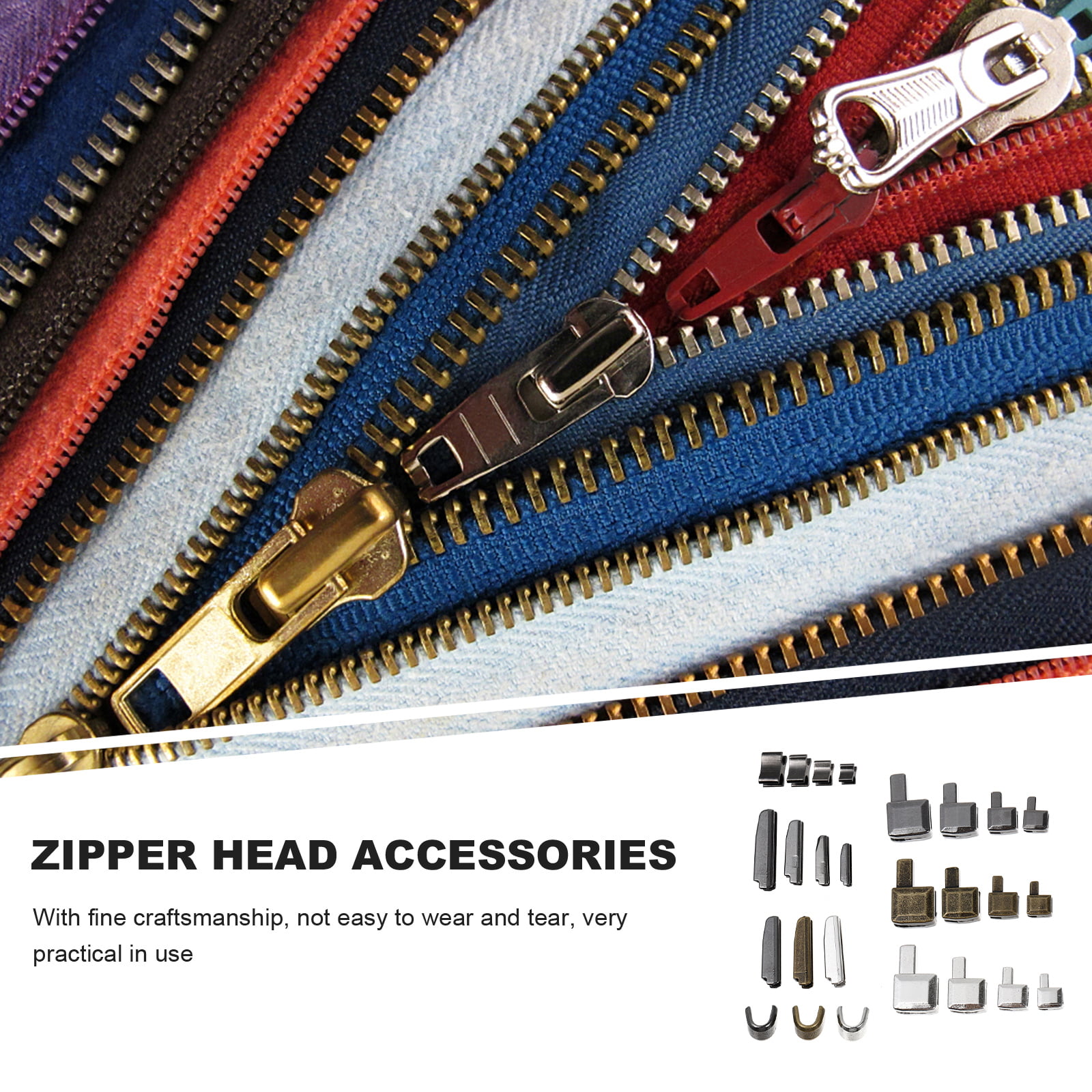 20 Pcs #5 Metal Zipper Head Retainer Box Zipper Bottom Sliders Retainer Insertio
