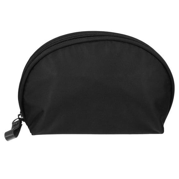 Unique Bargains Half Moon Makeup Bag Small Half Moon Cosmetic Beauty Bag for Purse Cosmetic Organizer Black Beige