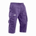 thumbnail image 4 of Resicozy Cargo Capri Pants for Men Below Knee with Pockets Lightweight Summer Baggy Drawstring Classic Capris Purple 2XL, 4 of 5