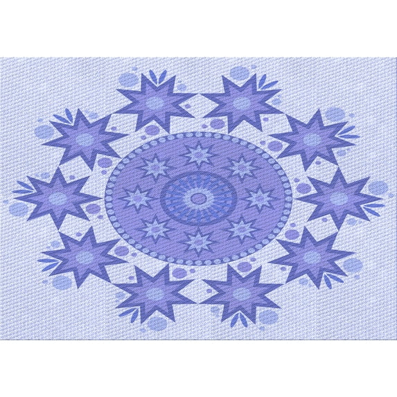 Ahgly Company Indoor Rectangle Patterned Heavenly Blue Area Rugs, 5' x 7'