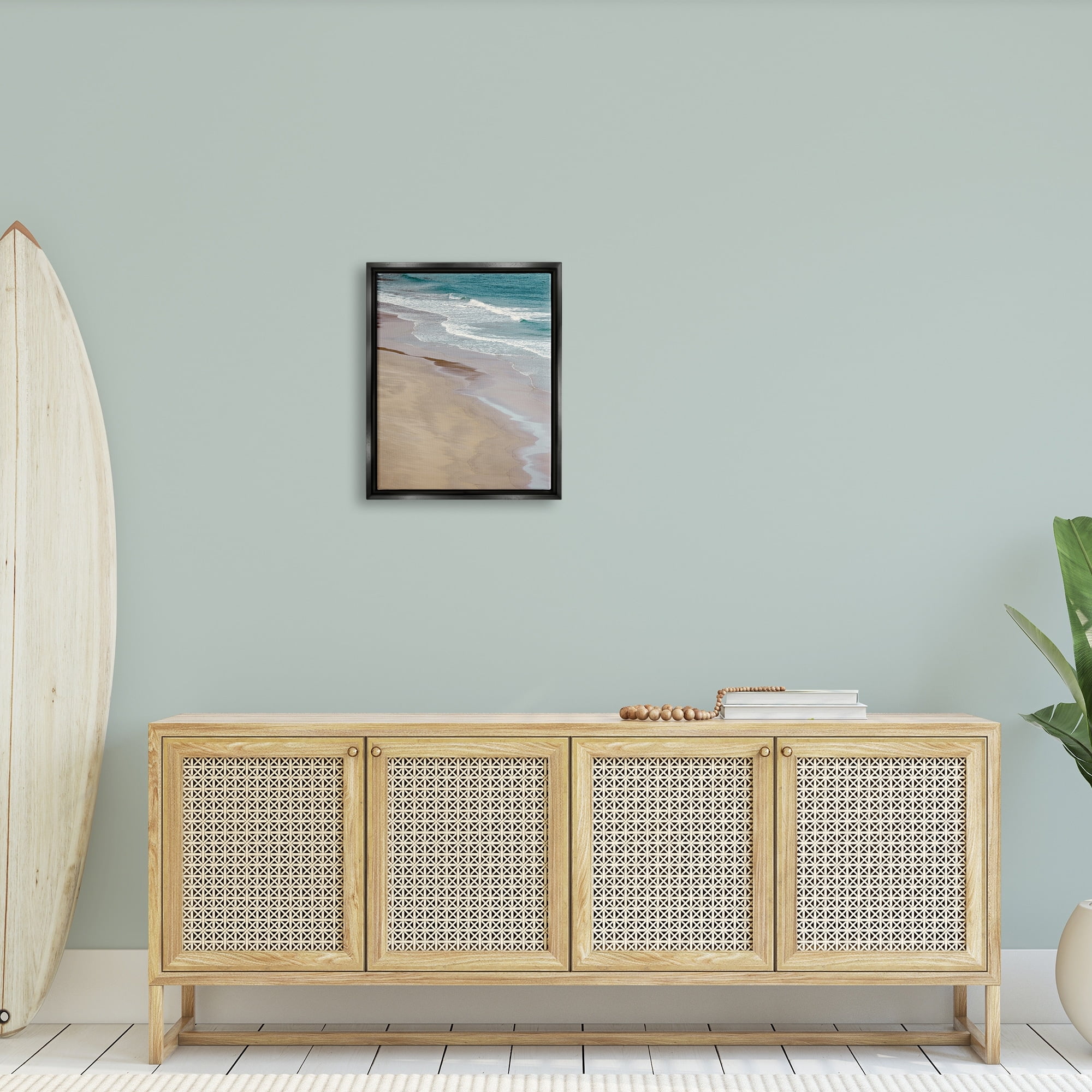 Stupell Industries Aerial View Ocean Water Foamy Coast Beach Photograph Luster Gray Floating Framed Canvas Print Wall Art, Design by Danita Delimont