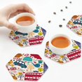 thumbnail image 3 of KLL Drink Coasters Set Hexagon of 4,PU Leather Absorbent Coasters Set Decorative Coffee Cup Coasters Housewarming Gift for Home Decor-London Symbols, 3 of 5