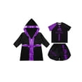 thumbnail image 3 of iiniim Enfants Garçons Uniforme de Boxe Long Cape à Capuche en Satin Peignoir de Boxe avec Ensemble de Survêtement d'Entraînement Violet 8, 3 of 5