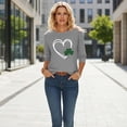 thumbnail image 5 of St. Patrick's Day Graphic T-Shirt for Women Shamrock Heart Print Long Sleeve Crewneck Casual Loose Fit Holiday Party Festive Tee Shirt Top, 5 of 7