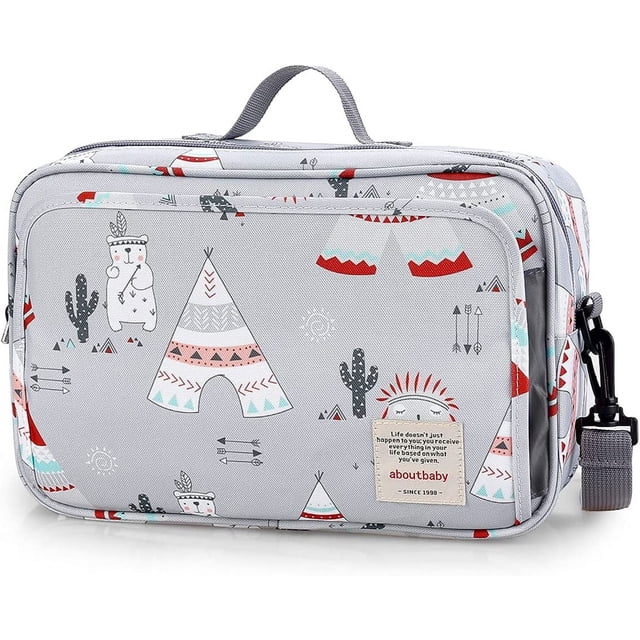 Organizador de bolsa para cochecito de bebé y organizador de cochecito, almacenamiento grande para cochecito con portavasos profundo (gris claro)