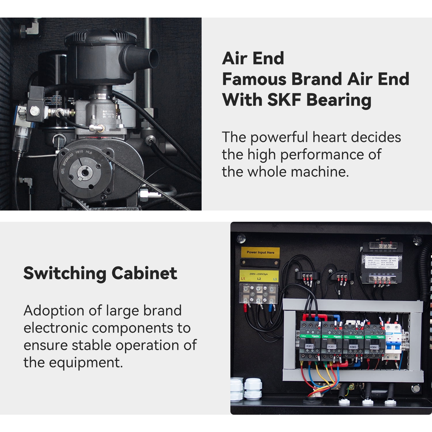 HPDMC 5HP Rotary Screw Air Compressor, 208-230V 3-Phase, 15 CFM @ 145 PSI, Industrial Oil-Lubricated Air Pump with ASME 60-Gallon Vertical Tank, Intelligent Controls & Sound-Reducing Design