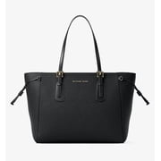 Michael Kors Voyager Large Saffiano Top-Zip Tote Bag Black Gold